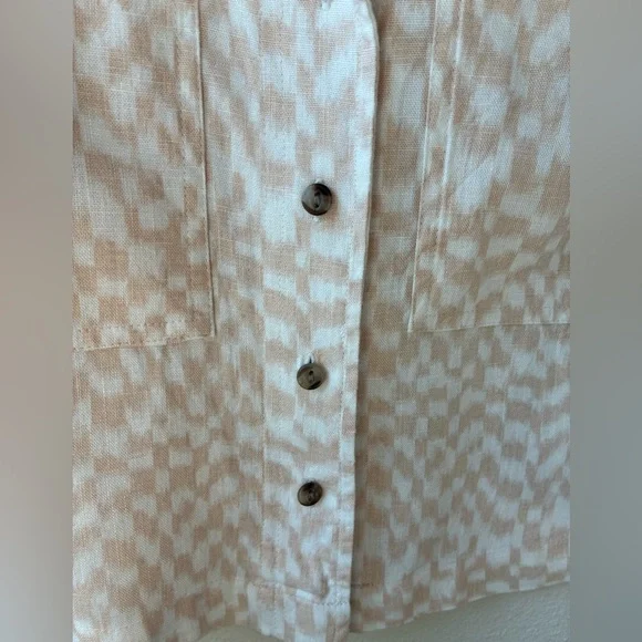 EUC Universal Thread Oversized Linen Blend Cropped Button Up in Cream (Size:S) - Picture 8 of 10
